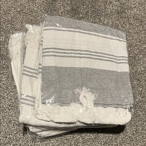 Gray Striped Beach Throw Towel
